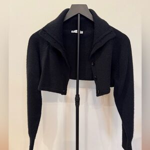 Black Cropped Cardigan Shrug Sweater